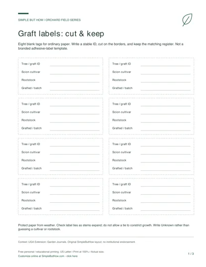 Free Graft Labels & Identity Record PDF - actual first-page preview