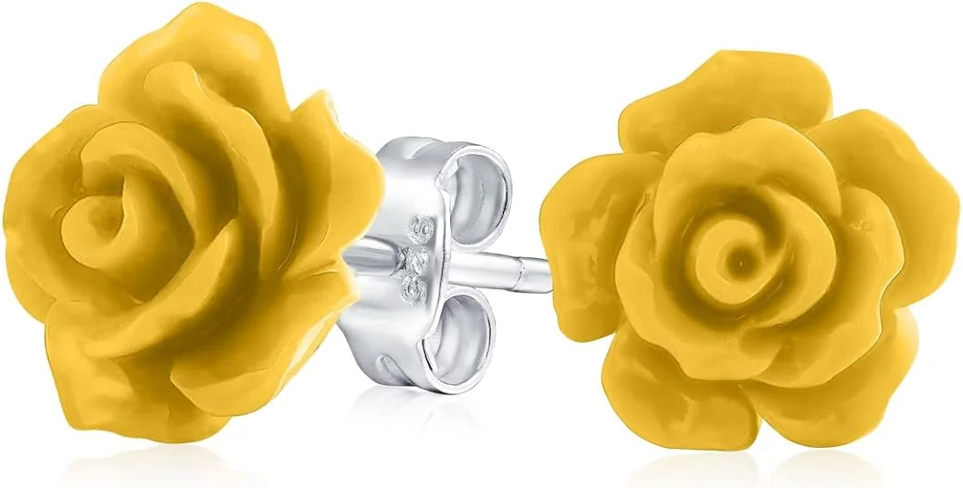 Romantic Delicate Floral Blooming 3D Carved Rose Flower Post Stud Earrings